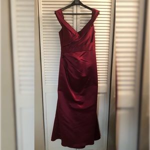Burgandy Off the Shoulder Prom or Bridesmaid Dress